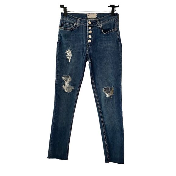 Free People Distressed Raw Hem Jeans Button Fly Size 28 - Picture 1 of 13